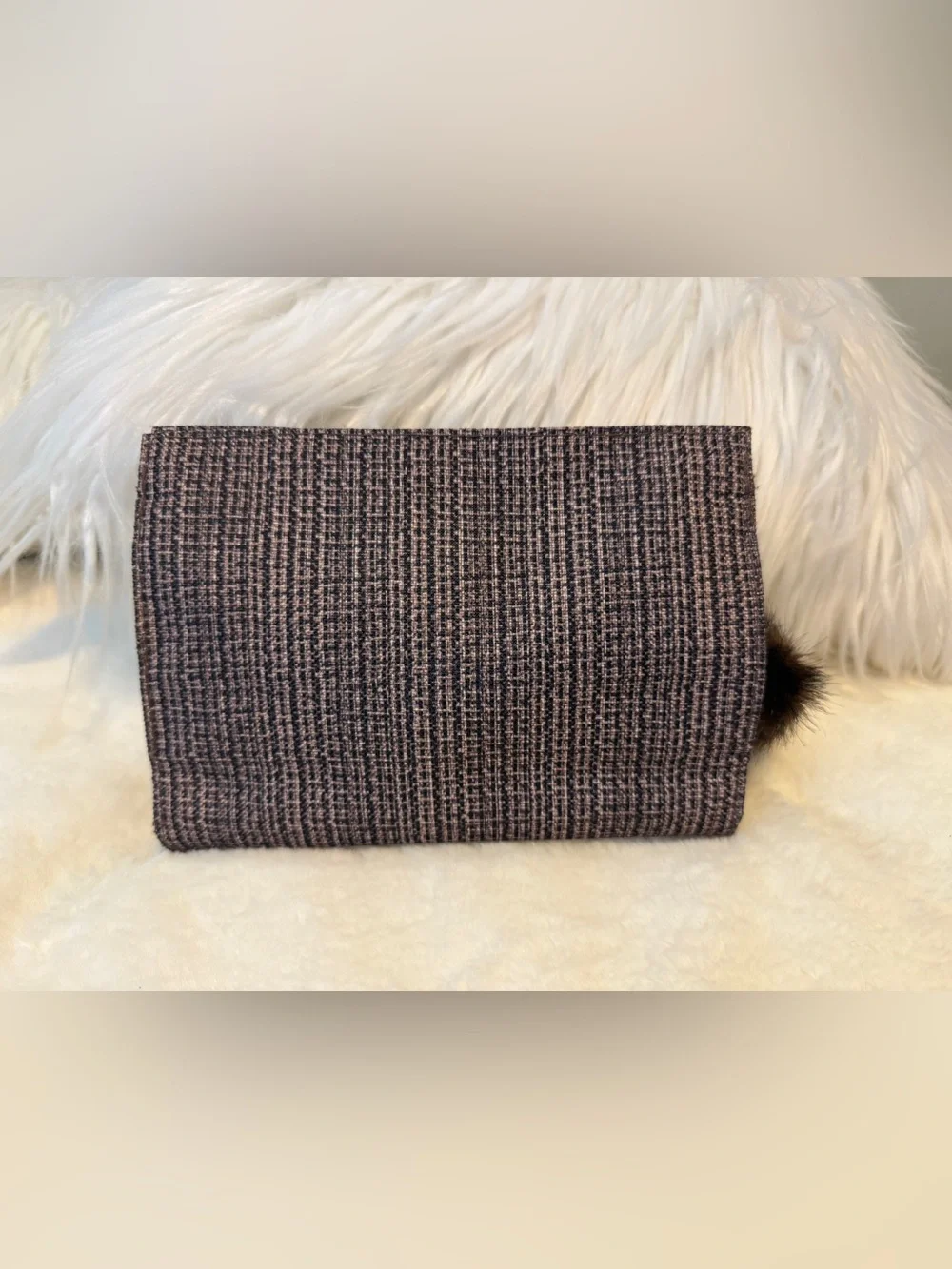 Merle Norman Cosmetic Zippered Bag With Pom